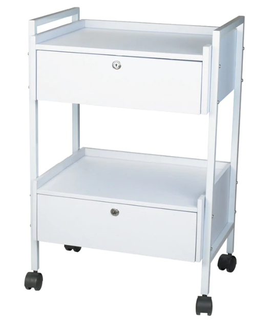 SPA TROLLEY WITH METAL FRAME AND TWO LOCKING DRAWERS 1019
